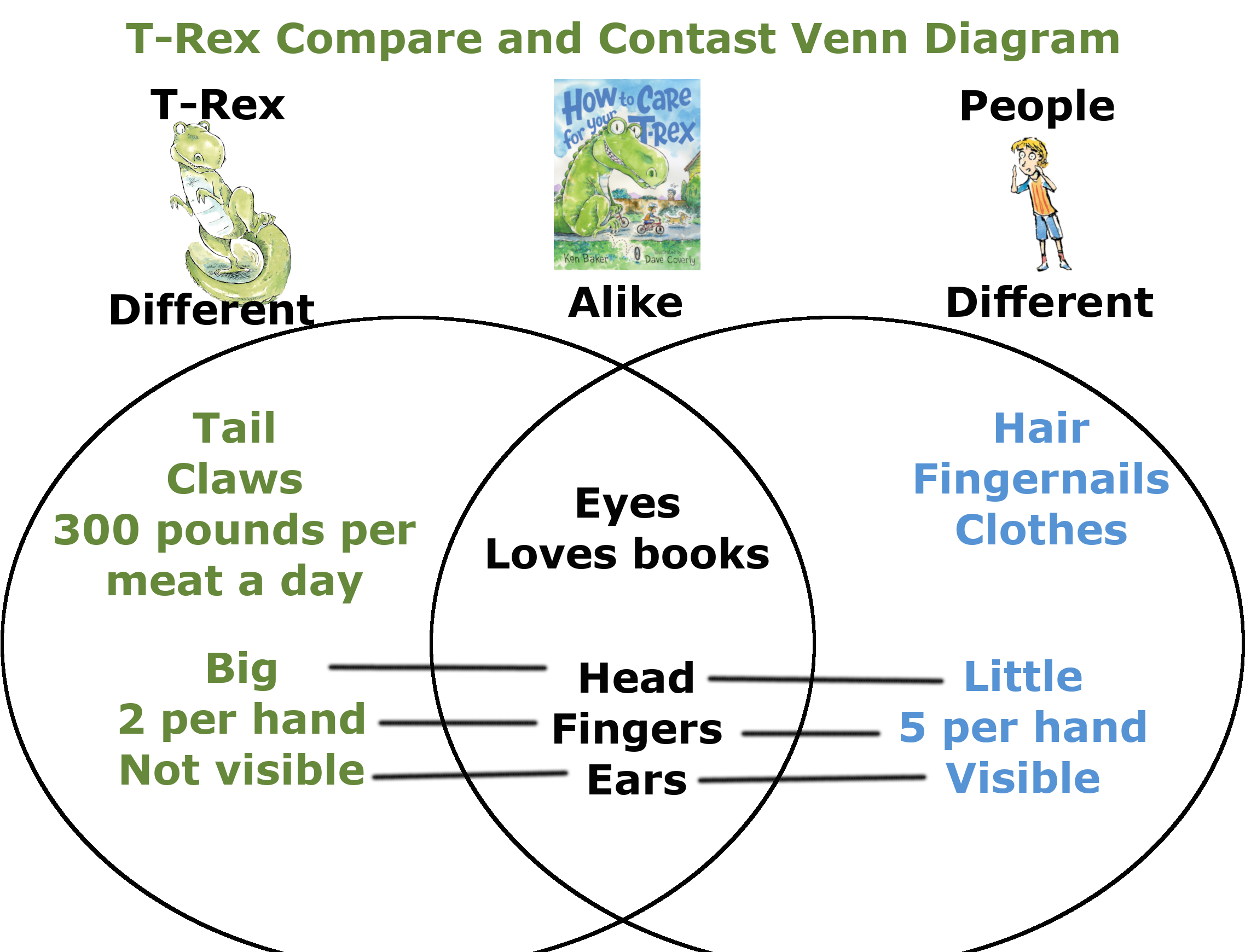 T-Rex Compares and contrasts lesson plan venn diagram